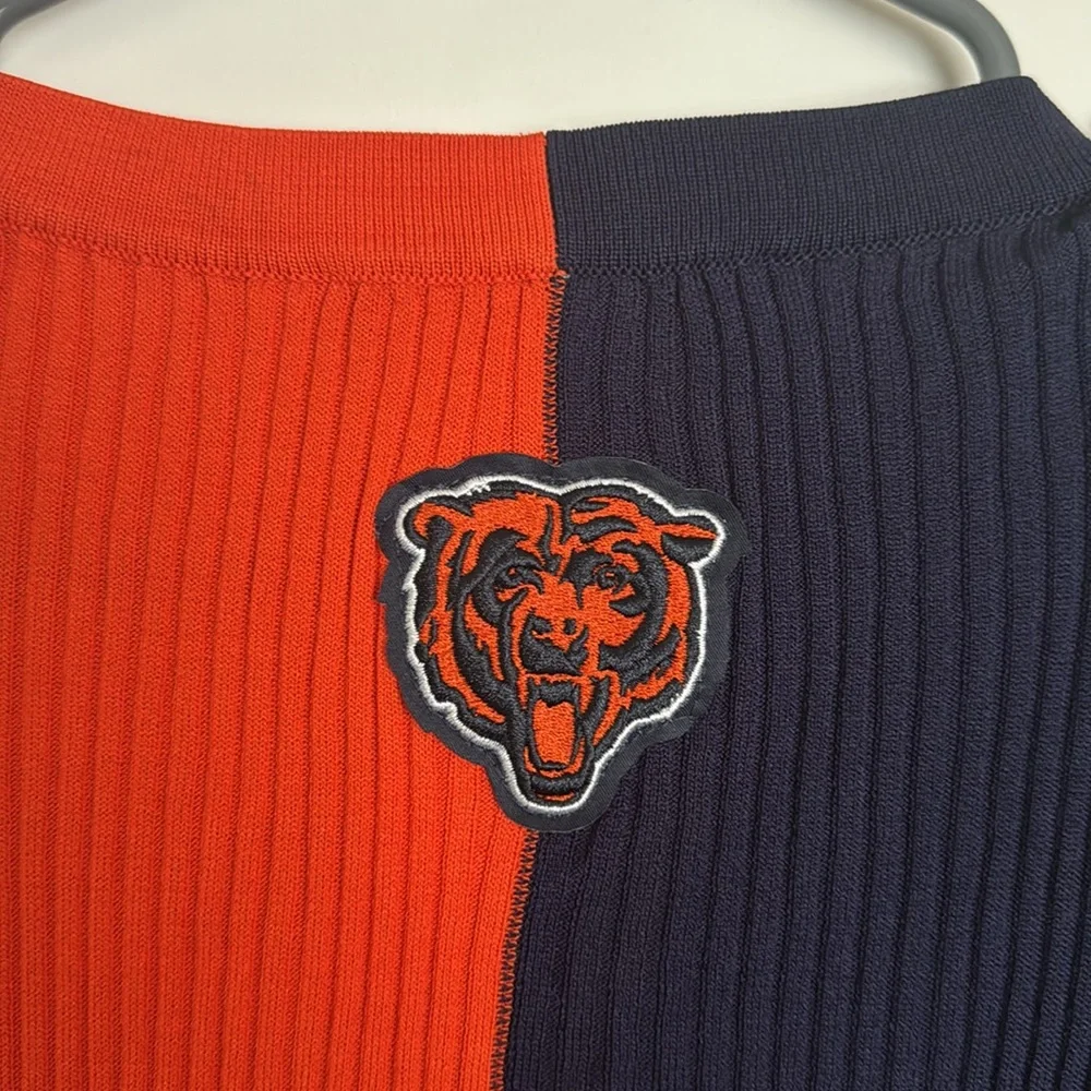 Women's STAUD Navy/Orange Chicago Bears Shoko Knit Button-Up Sweater Dress XL - Picture 5 of 5